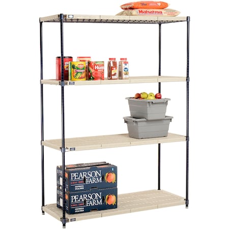 Nexel Nexelite 4 Shelf, Vented Plastic Mat Shelving Unit, Starter, 54inW x 21inD x 74inH 331491N